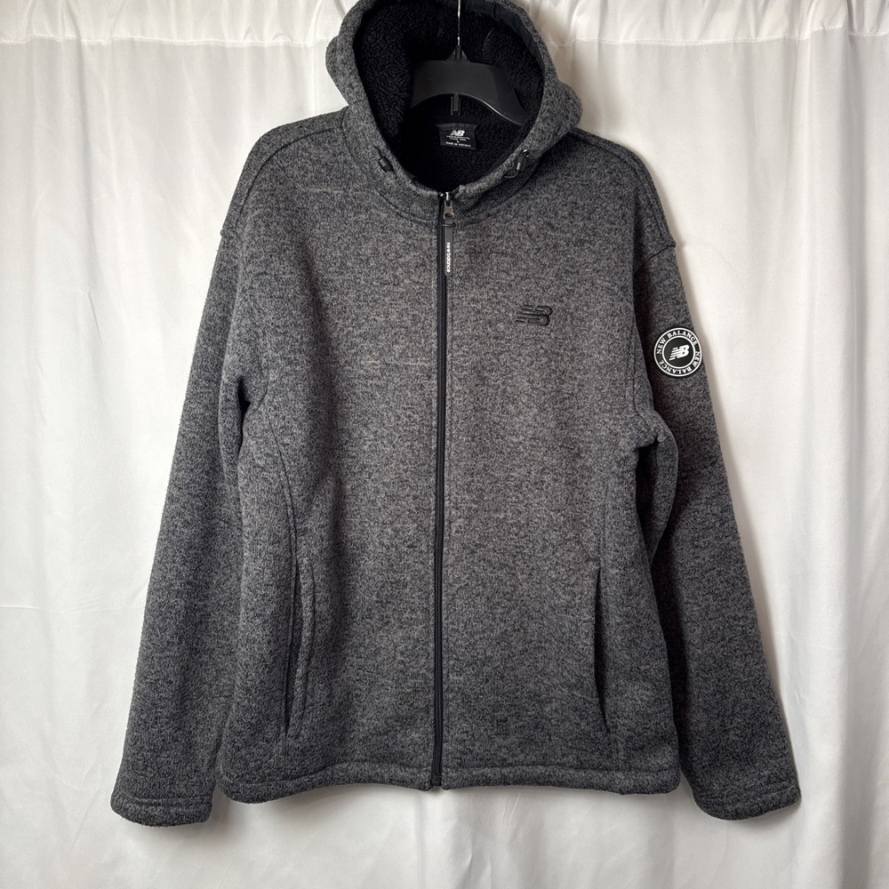 New Balance Mens Full-Zip Fleece Lined Warm Hoodie Jacket Size Large Hiking